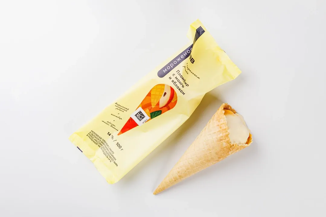 

Мороженое пломбир ВкусВилл манго-яблоко БЗМЖ 100 г