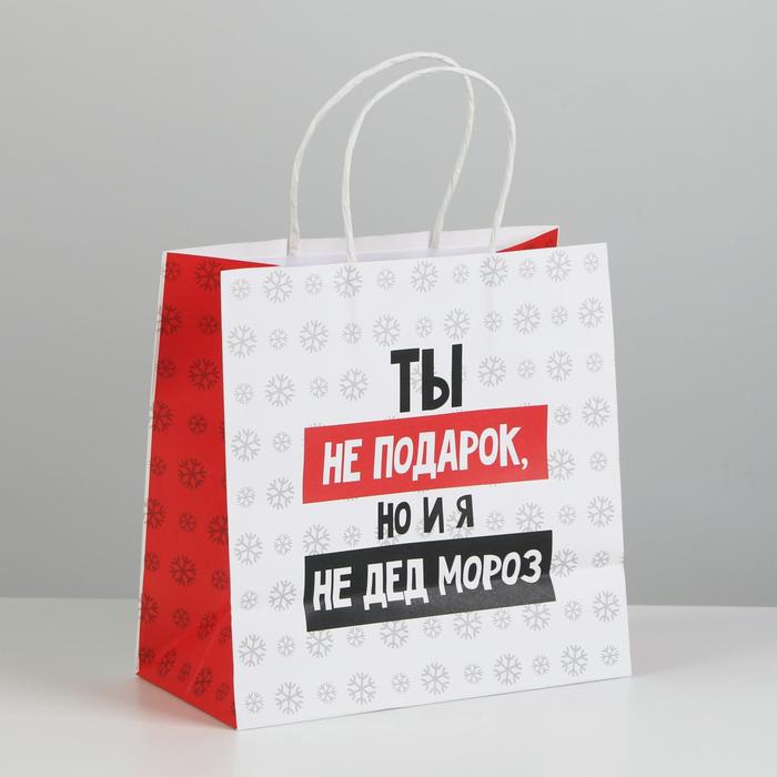 

Пакет подарочный Ты не подарок, 22 x 22 x 11 см, Разноцветный