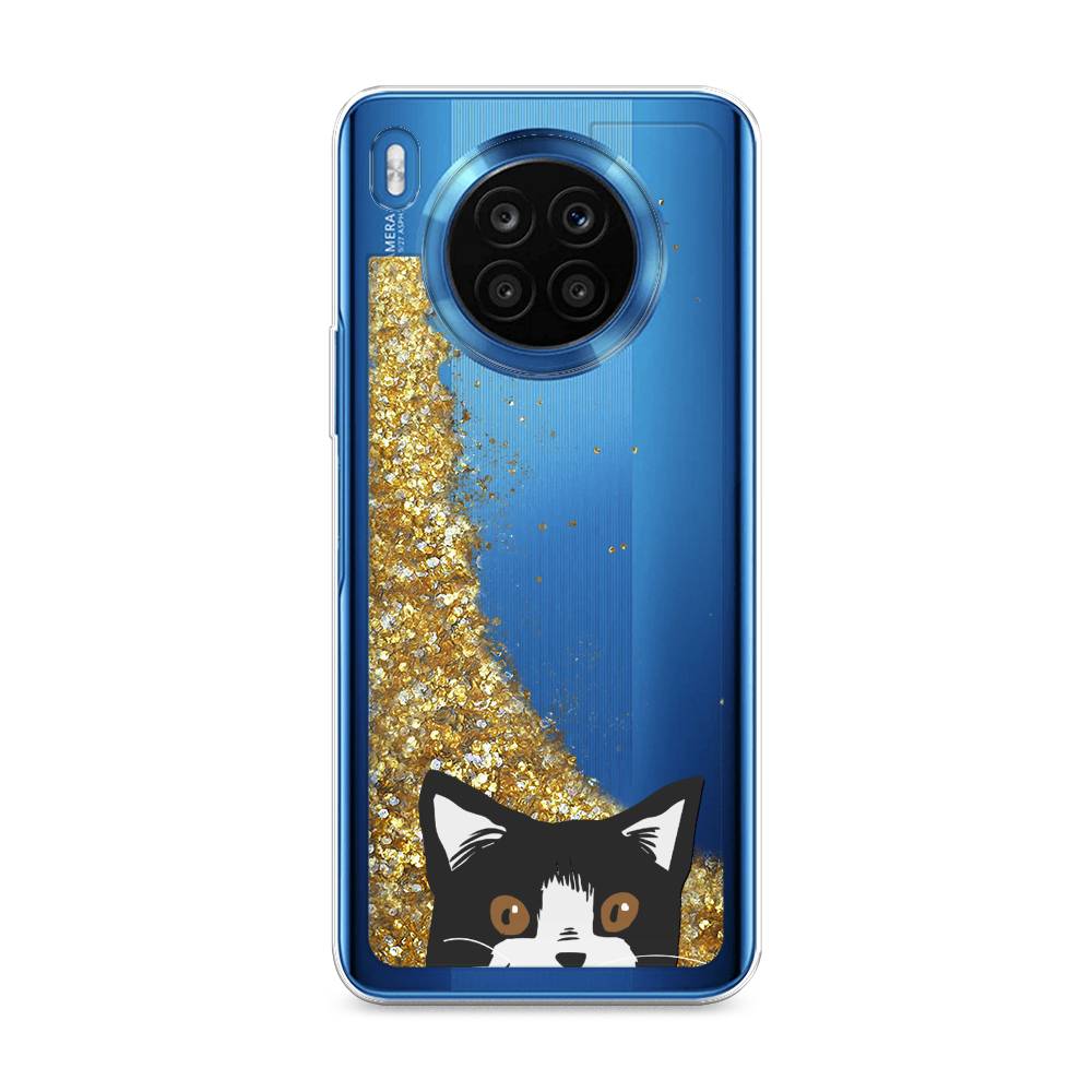 

Чехол Awog на Honor 50 Lite "Подглядывающий кот", Черный, 6106490-1