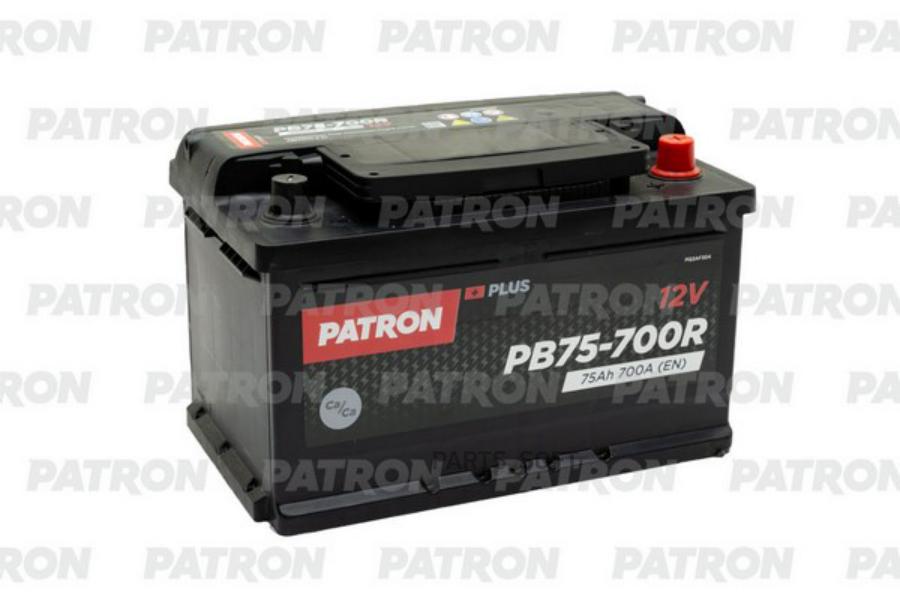 

Аккумулятор patron plus 12v 75ah 700a r+ b13 278x175x175mm 15,3kg