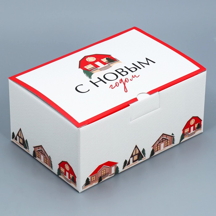 

Коробка складная Домики, 22 х 15 х 10 см, Красный;белый