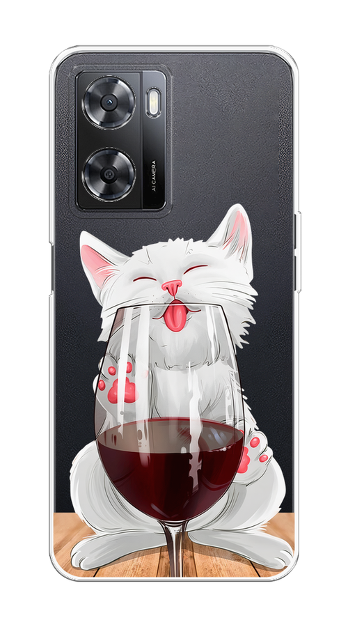 

Чехол на Oppo A57 4G/A77 4G/A77s 4G/A57s "Кот с бокалом", Прозрачный;белый;красный, 2511850-1