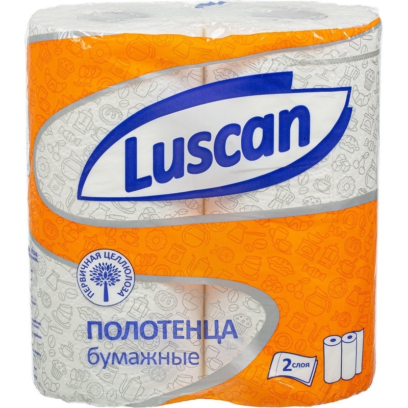 Полотенца бумажные Luscan 2-слойные белые 2 рулона по 17 метров 1130764