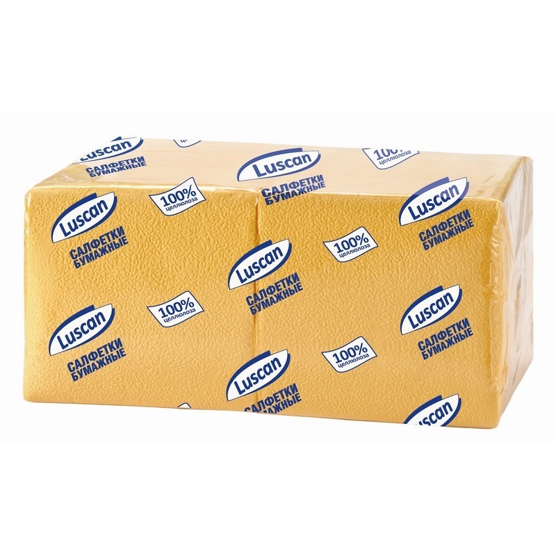 фото Салфетки бумажные luscan profi pack 1-слойные 24x24 см желтые 400 штук в упаковке, 476878