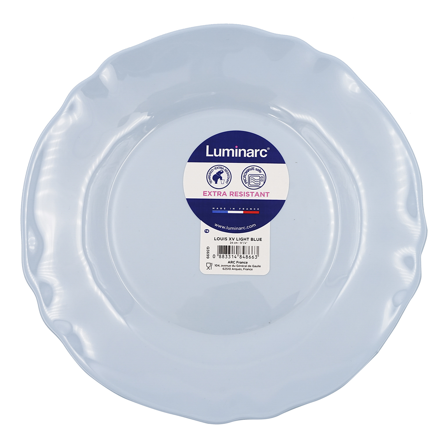 

Тарелка обеденная Luminarc Louis XV стекло голубая 24 см
