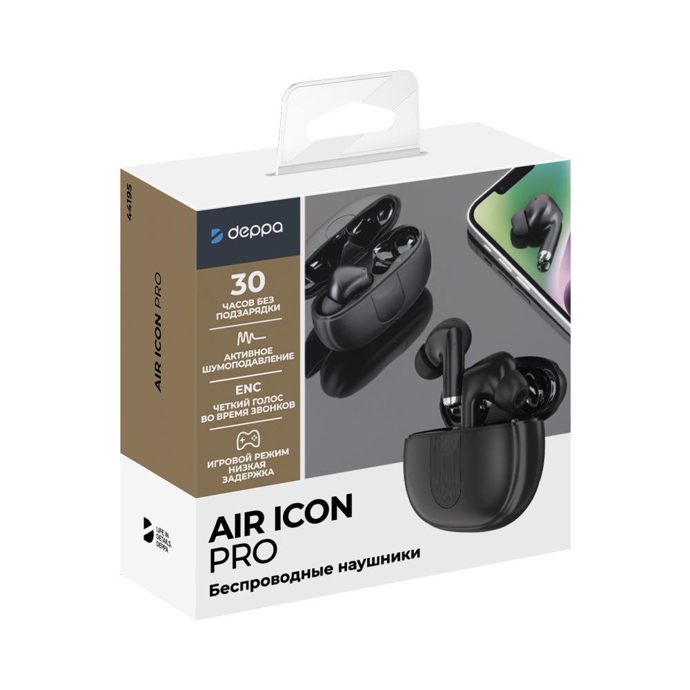 фото Беспроводные наушники deppa air icon pro black (44195)