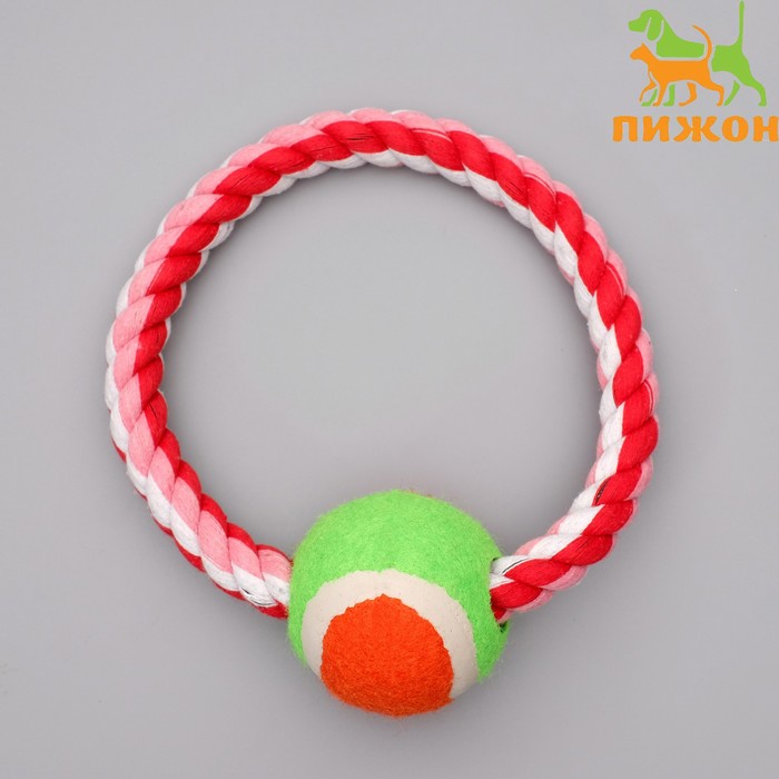 

Игрушка тренировочная канатная Круг с мячом, 120 г, микс цветов