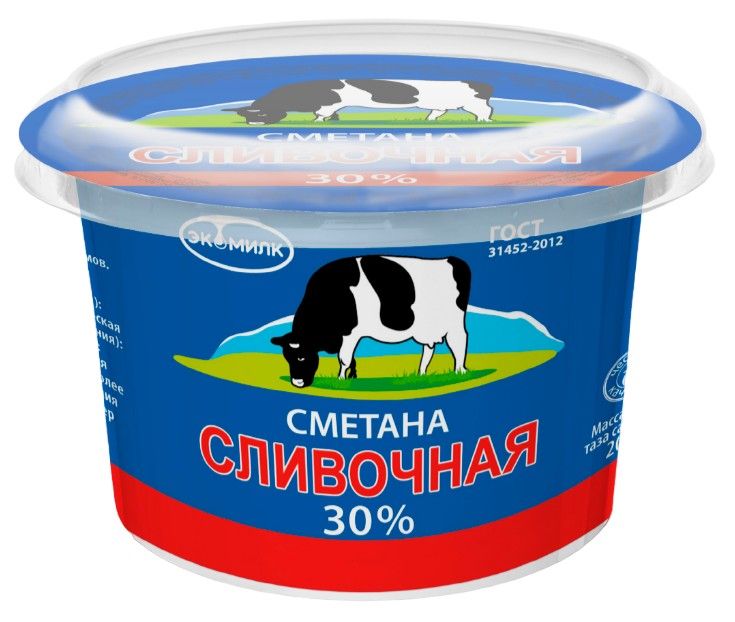 Сметана 30% Экомилк БЗМЖ 180 г