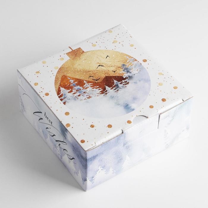 

Коробка складная Best wishes, 15 х 15 х 7 см, Белый;коричневый;желтый