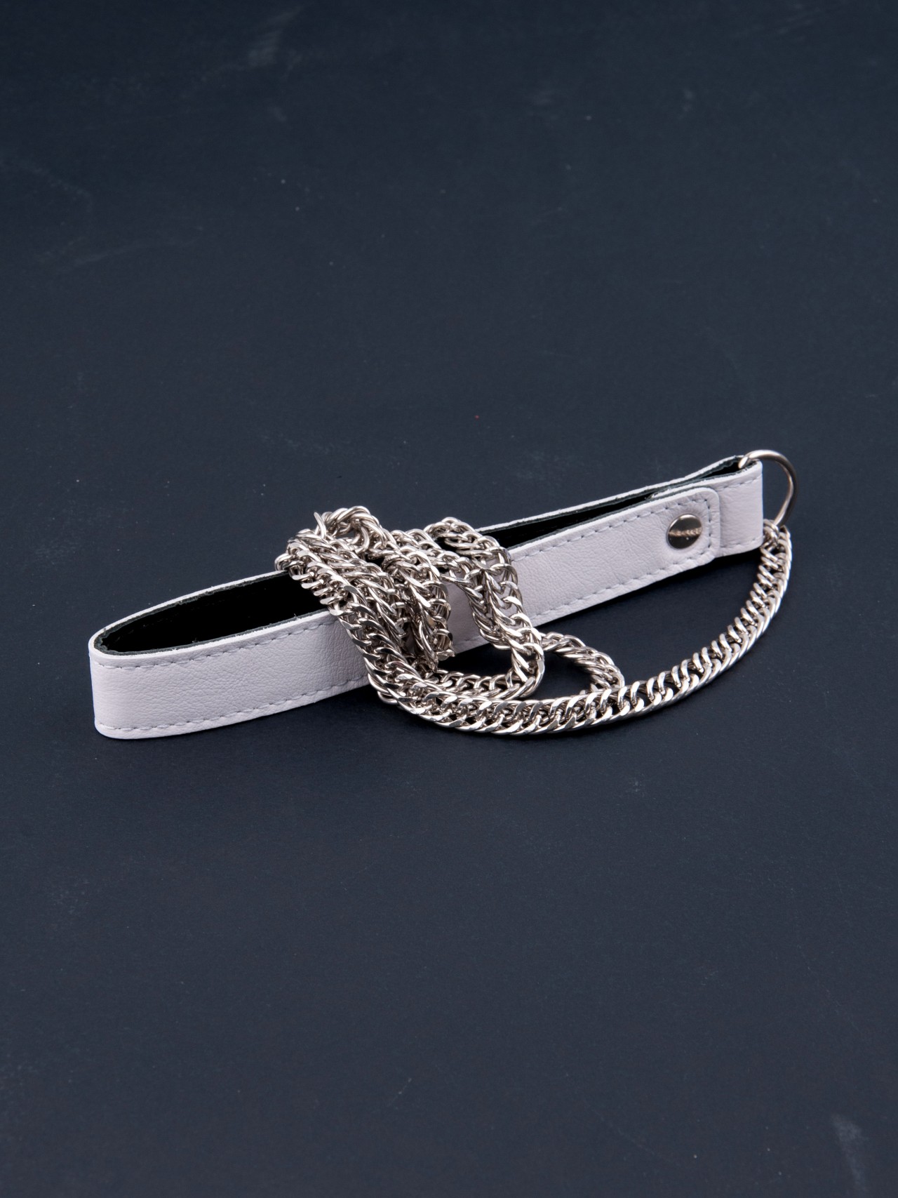 Поводок Fire Horse БДСМ, кожаный с карабином, 005-003к, белый