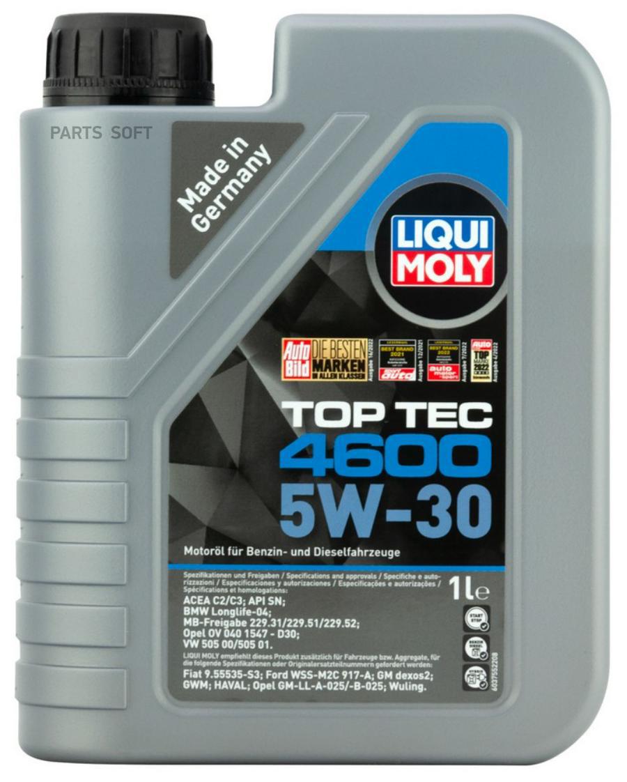 

Моторное масло LIQUI MOLY синтетическое TOP TEC 4600 5W30 SN/CF 1л