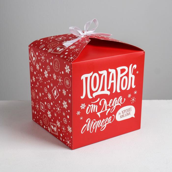 

Складная коробка С новым годом, 18 х 18 х 18 см, Белый;красный
