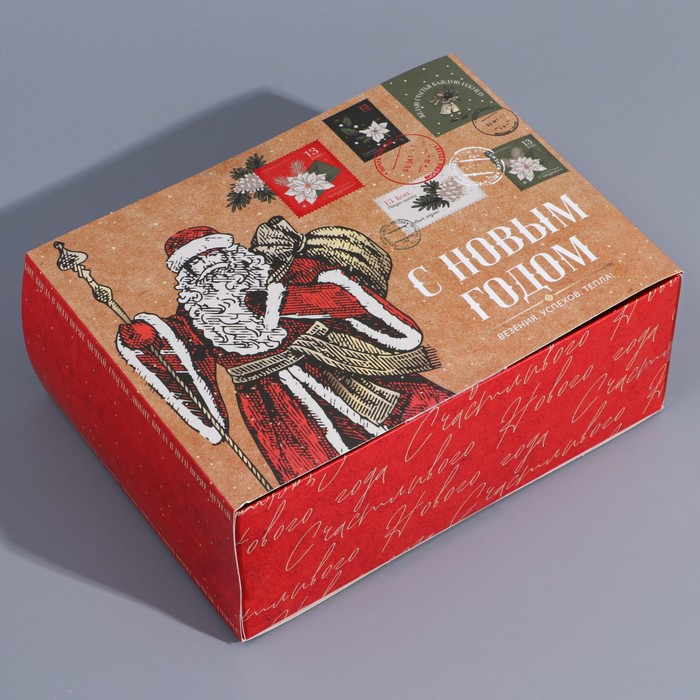 

Коробка сборная Новогодняя почта, 20 х 15 х 8 см, Зеленый;красный;белый
