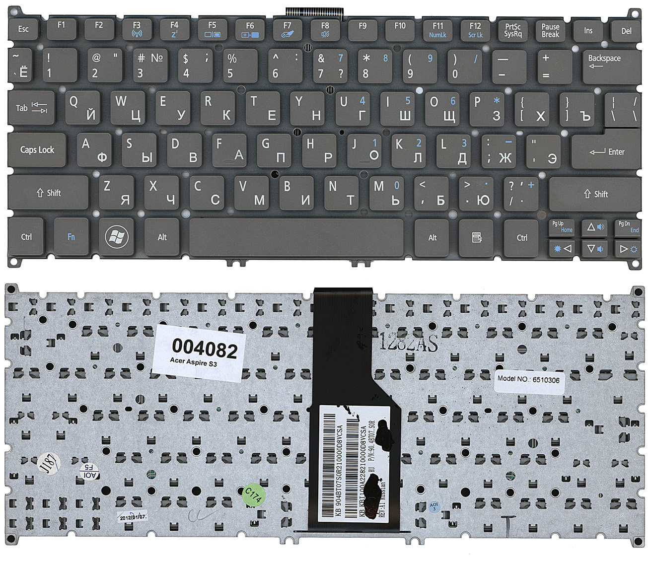 

Клавиатура для ноутбука Acer Aspire S3 Aspire One 725 756 AO725 AO756 серая