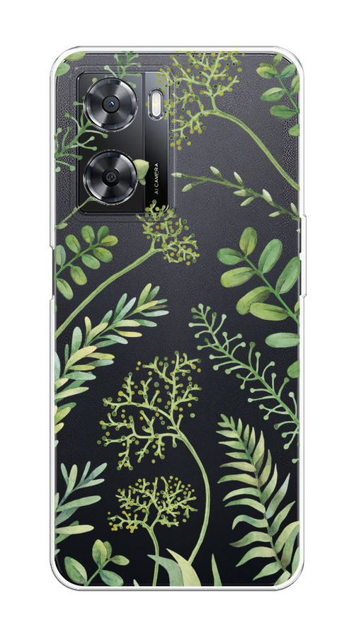 

Чехол на Oppo A57 4G/A77 4G/A77s 4G/A57s "Green Leaves", Зеленый;прозрачный, 2511850-1