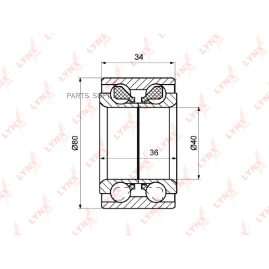 

LYNXAUTO WB-1100 Подшипник ступицы передний 36/34x40x80 1шт