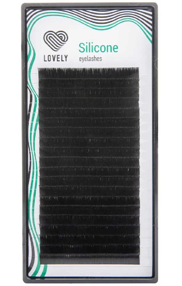 

Ресницы Lovely черные Silicone 20 линий изгиб C+ толщина 0,12 длина 07, Черный