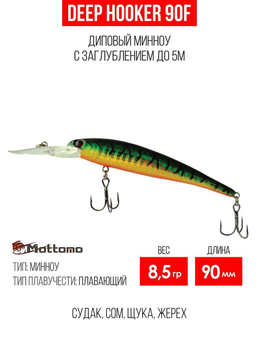 

Воблер Mottomo Deep Hooker 90F 8,5g Fire Tiger, Разноцветный, Deep Hooker