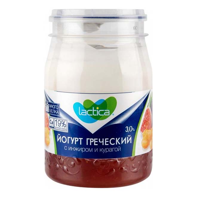 

Йогурт Lactica Греческий с инжиром и курагой 3% 190 г