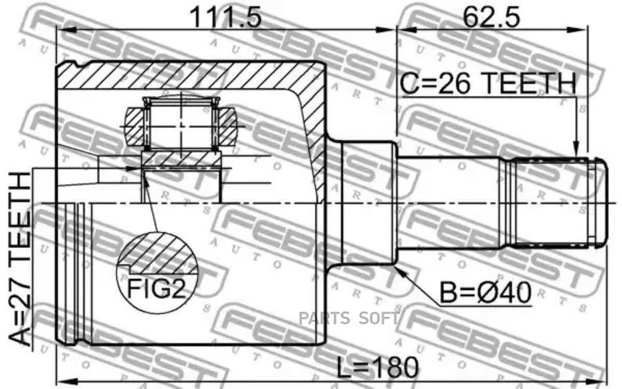 

2111-KUGALH_ШРУС внутренний левый 27X40X26Ford Explorer 11-13