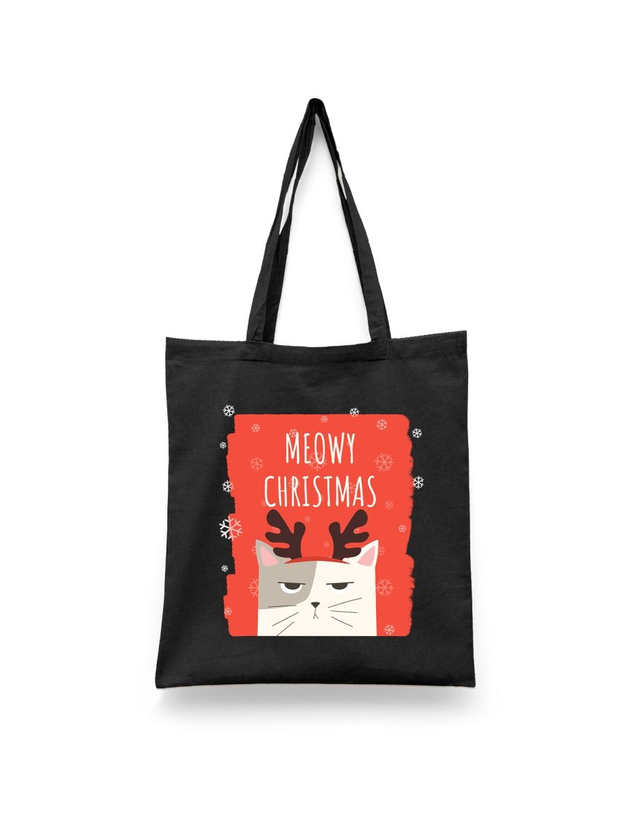 

Шоппер унисекс Каждому Своё Merry Christmas/Милые котики/Новый год NY12, черный, Merry Christmas/Милые котики/Новый год NY12