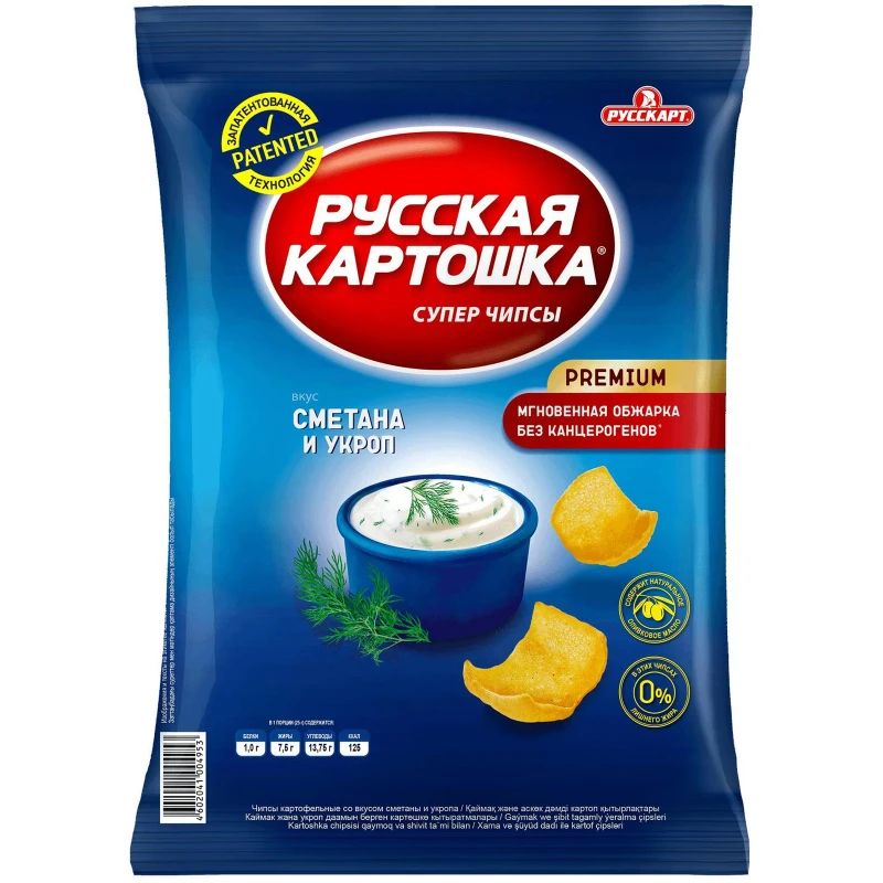 Чипсы картофельные Русская Картошка фермерская сметана и укроп 75 г