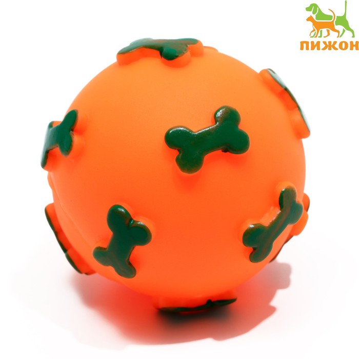 

Игрушка пищащая "Мяч Косточки" для собак, 5,5 см, оранжевая