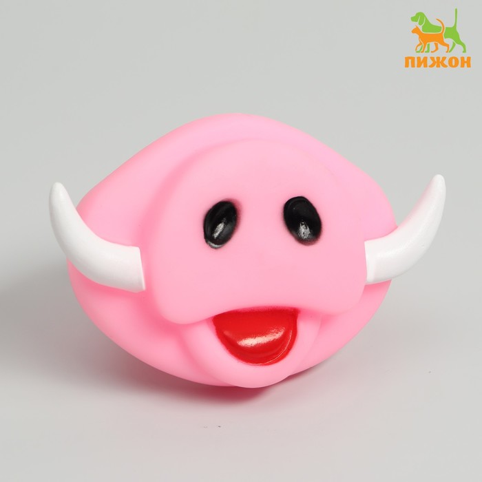 

Игрушка пищащая "Мордочка кабана" для собак, 9 см, розовая