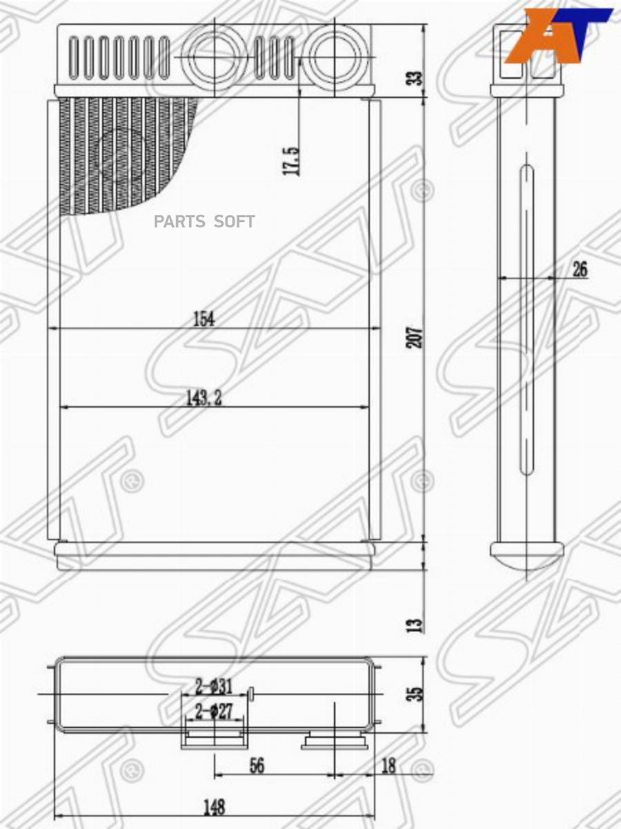 

Радиатор Отопителя Салона Chevrolet Cruze 09-/Opel Insignia 08-/Meriva 10- Sat арт. ST-CH