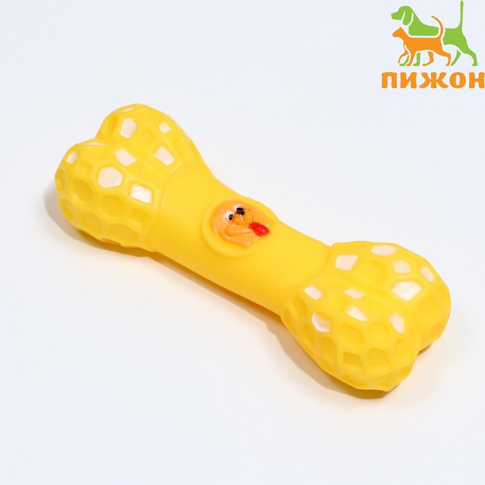 

Игрушка пищащая "Кость с портретом" для собак, 15 см, жёлтая