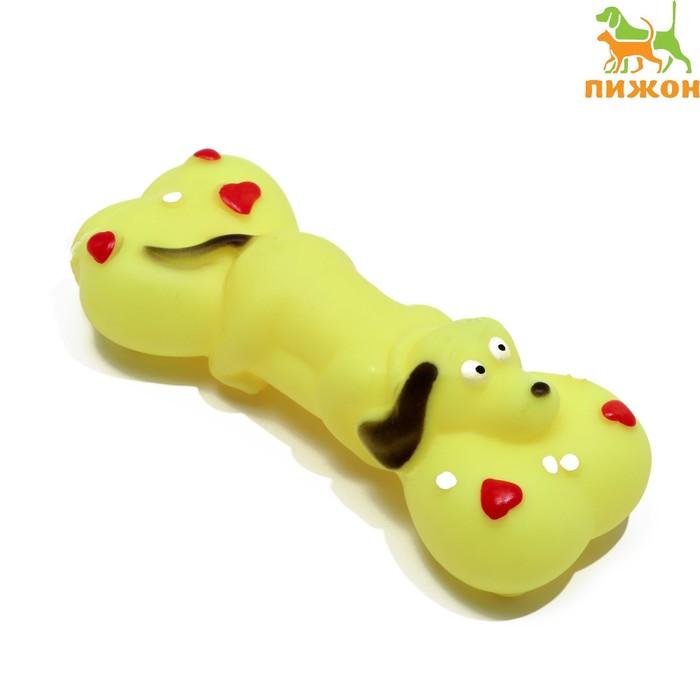 

Игрушка пищащая "Косточка и пес" для собак, 15 х 6 см, жёлтая