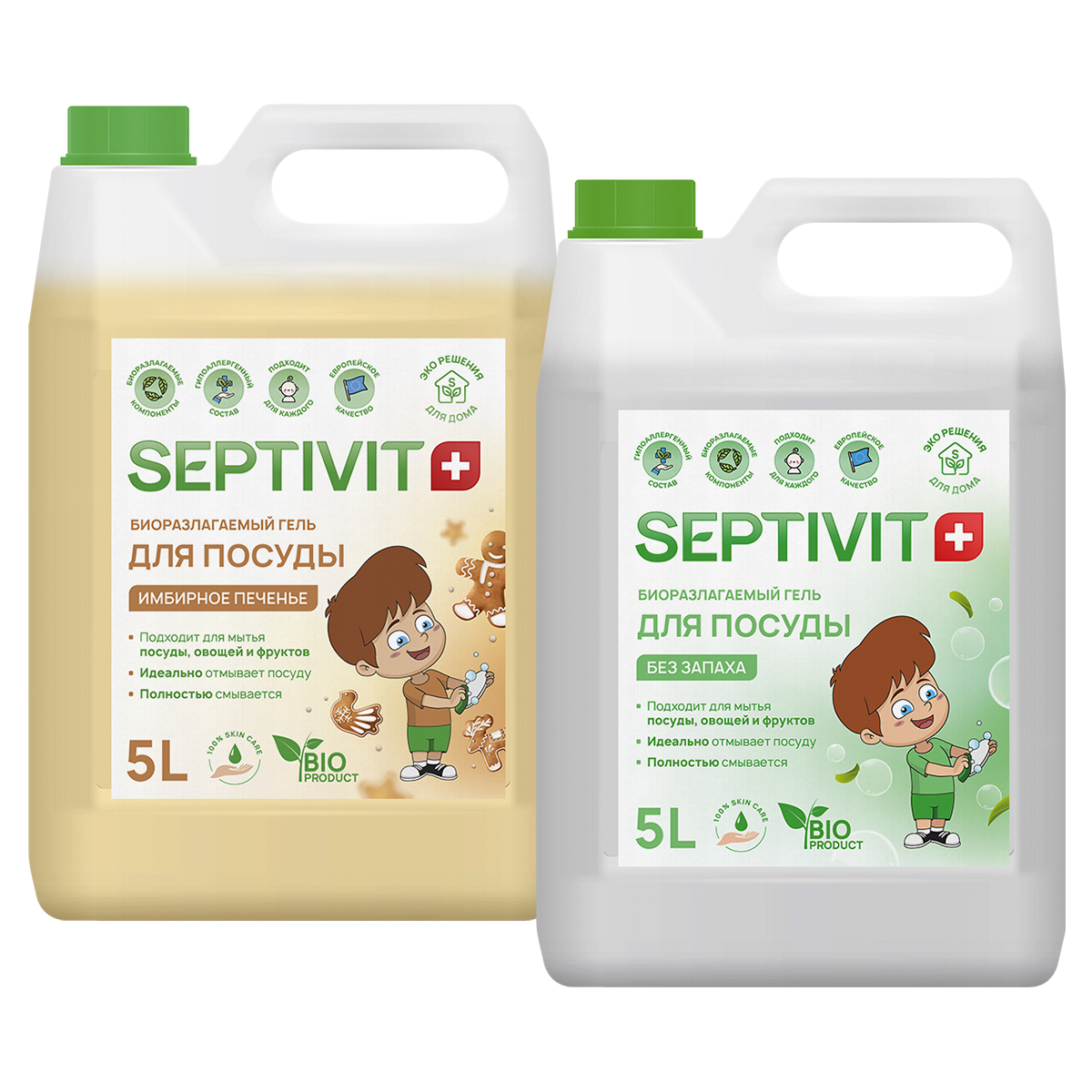 

Набор средств для мытья посуды Septivit Premium Имбирное печенье Без запаха 5л 5л, Гель для посуды Имбирное печенье 5л + Гель для посуды Без запаха 5л