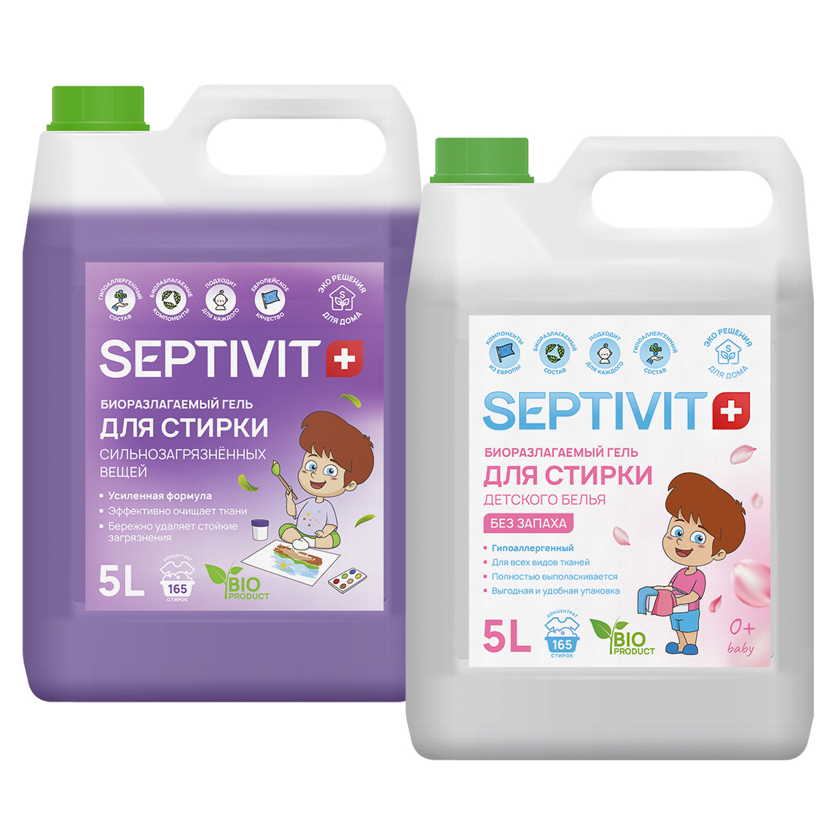

Набор Septivit Premium Гель для сильнозагрязненного белья Гель для детского белья 5л 5л