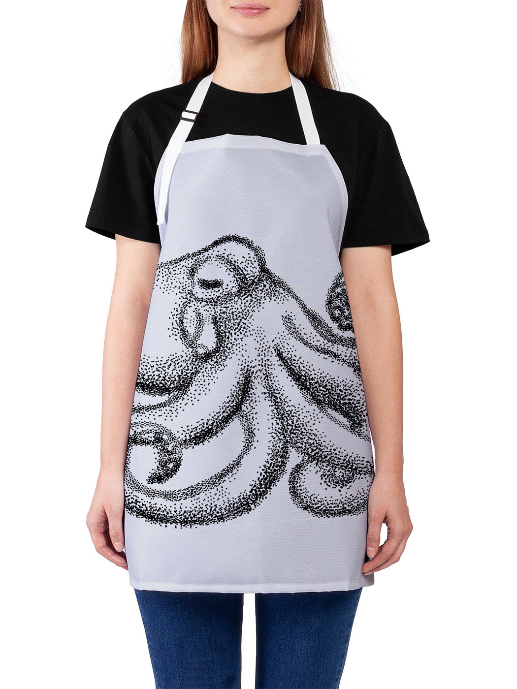 

Фартук женский JoyArty для готовки "Одинокий осьминог", универсальный размер, Голубой