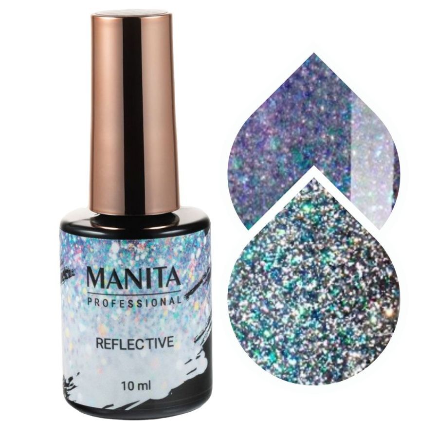 

Гель-лак для ногтей Manita Multichrome Reflective светоотражающий с хлопьями юки №04, 10мл, Синий