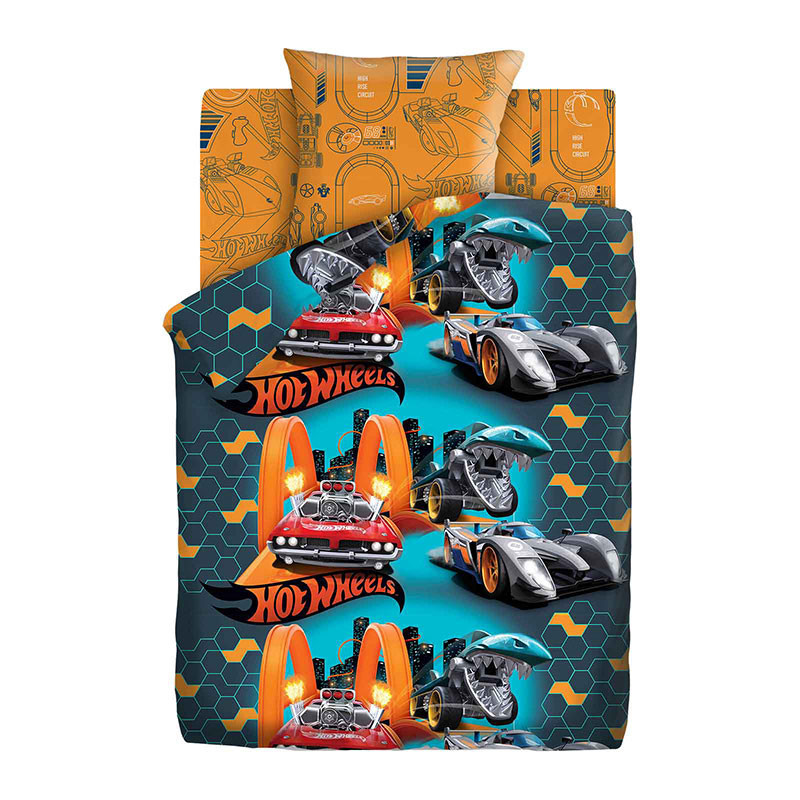 

Комплект детского белья Непоседа 1.5 спальное бязь (1нав 70х70) Hot Wheels Опасные гонки, Опасные гонки