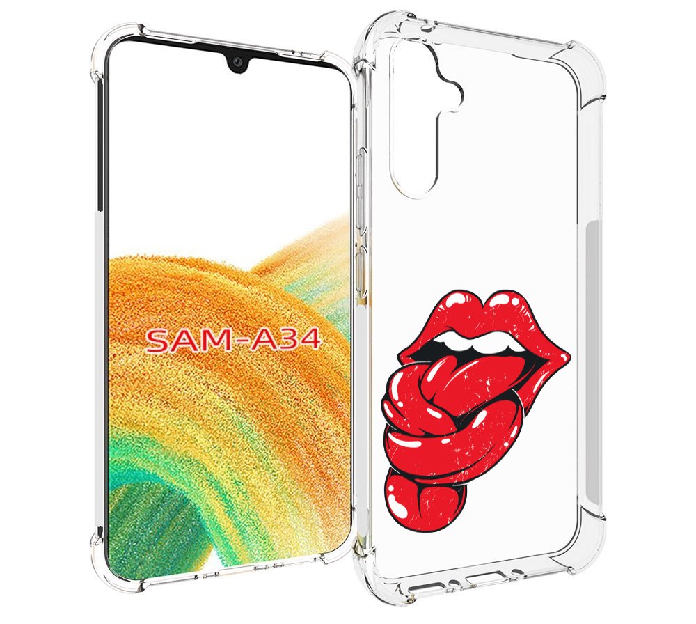 

Чехол MyPads яркие губы с языком для Samsung Galaxy A34, Tocco