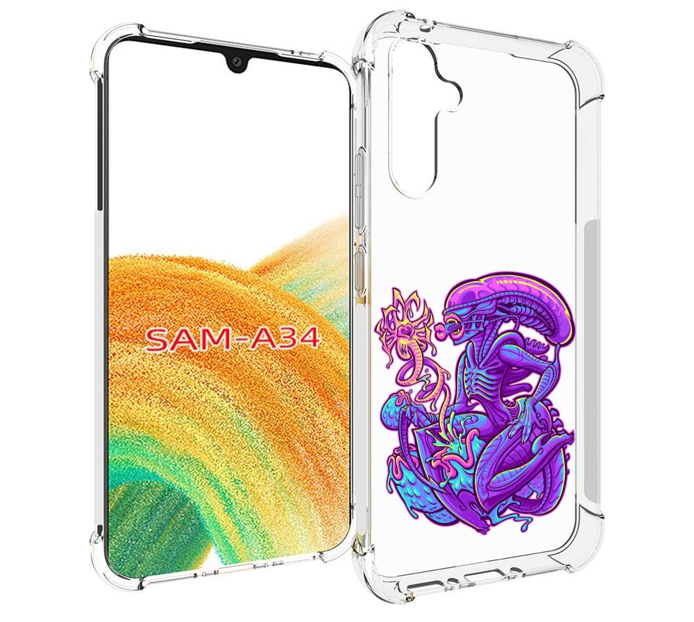 

Чехол MyPads чужой фиолетовый цвет для Samsung Galaxy A34, Tocco