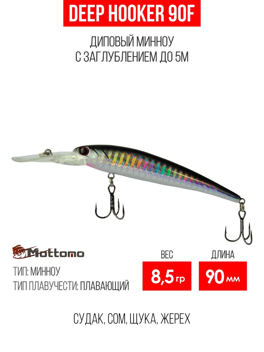 Воблер Mottomo Deep Hooker 90F 8,5g Silver Black