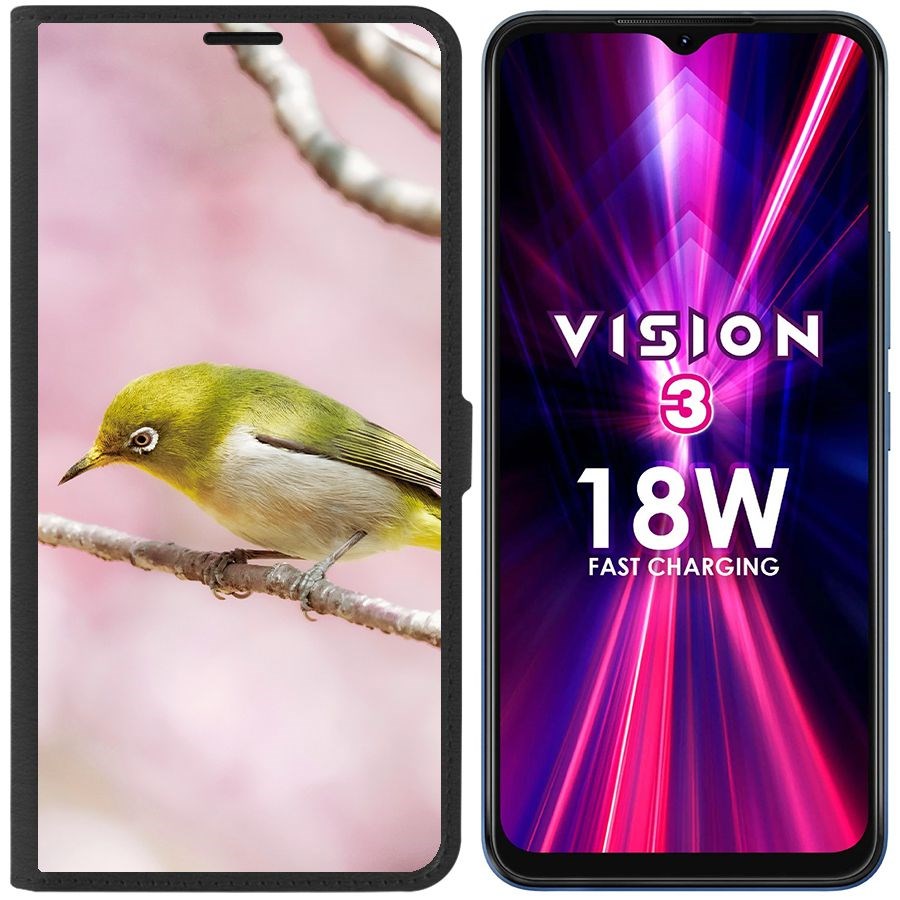 

Чехол-книжка Eco Book для ITEL Vision 3 Японская белоглазка, Черный