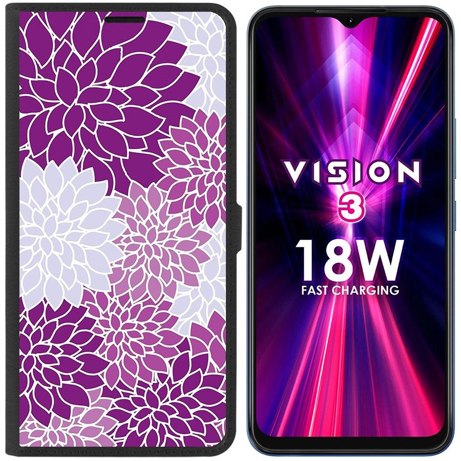 

Чехол-книжка Eco Book для ITEL Vision 3 Цветочный паттерн 2, Черный