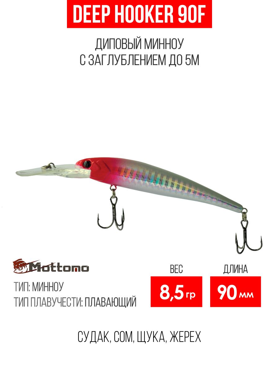 Воблер Mottomo Deep Hooker 90F 8,5g Red Silver