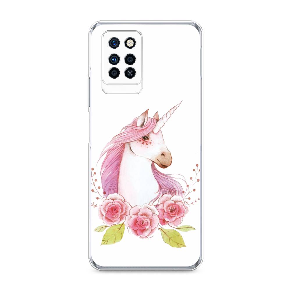

Чехол для Infinix Note 10 Pro "Единорог цветы", Белый;розовый;серый, 3100150-1