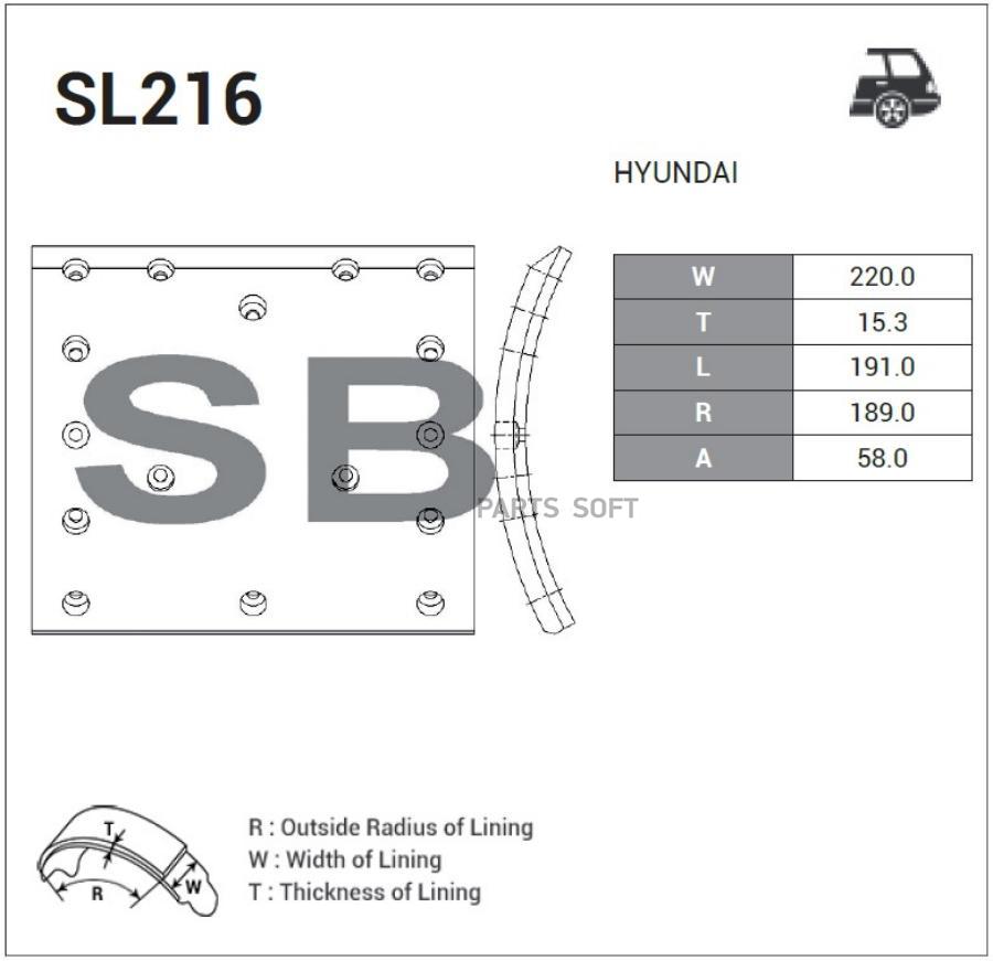 Накладка Тормозная Хенде/Хендай/Hyundai Hd Super Truck Sangsin brake арт. SL216