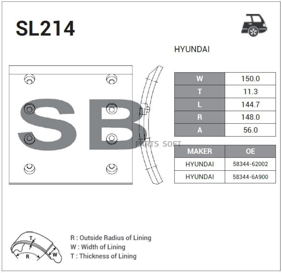 

SANGSIN BRAKE SL214 Накладки тормозные HYUNDAI HD-120 задние 1шт