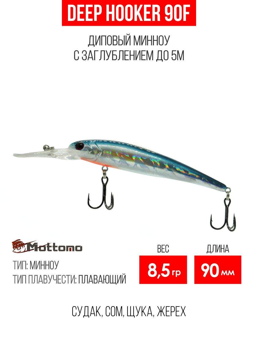 

Воблер Mottomo Deep Hooker 90F 8,5g Silver Minnow, Разноцветный, Deep Hooker