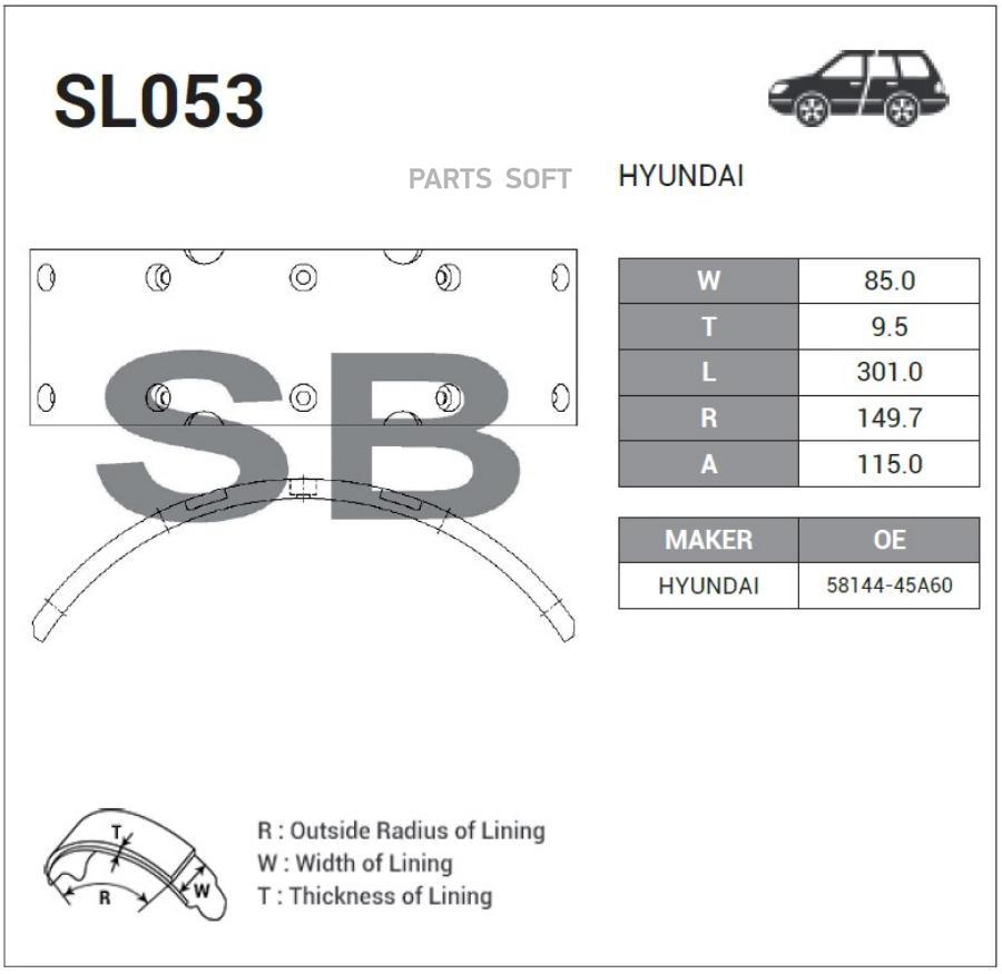 SANGSIN BRAKE SL053 Накладка тормозная HYUNDAI HD-65/HD72/COUNTY пер/зад. 3.5T 1шт