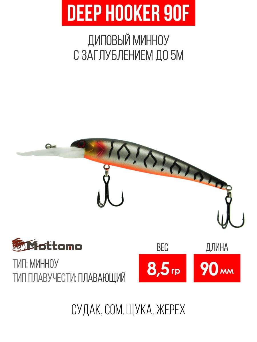 

Воблер Mottomo Deep Hooker 90F 8,5g Silver Tiger, Разноцветный, Deep Hooker
