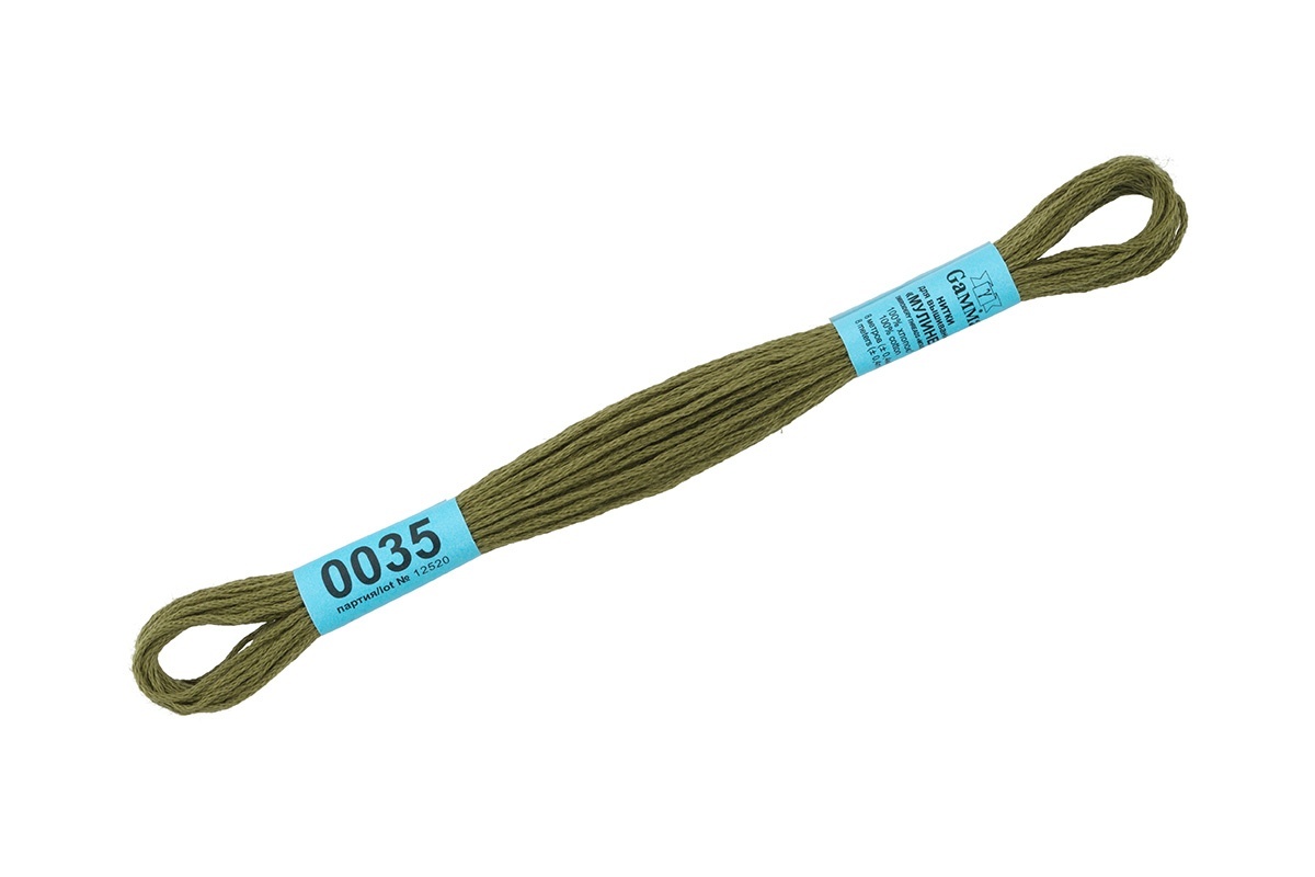 

Gamma мулине, 100% хлопок, 24х8 м, №0035, хаки, Зеленый