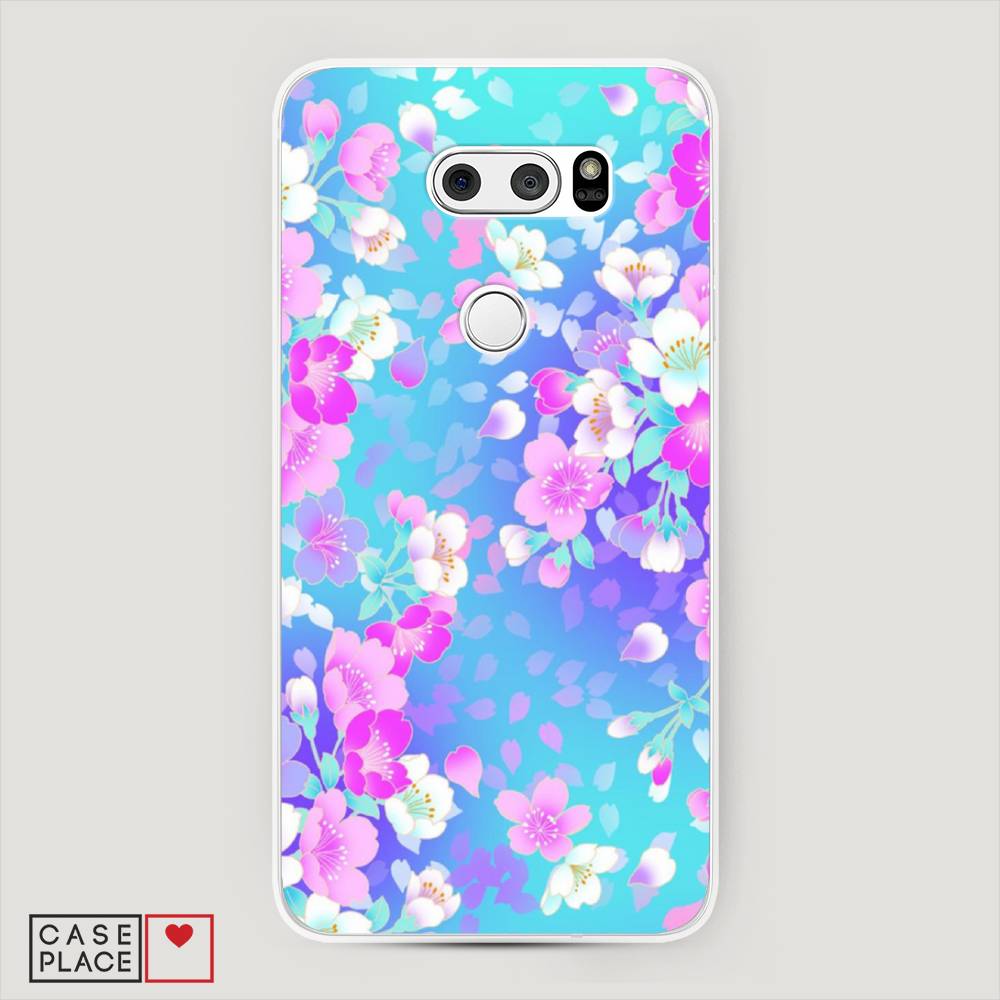 

Чехол Awog на LG V35 ThinQ "Яблоневые цветы", Голубой;розовый;белый, 83650-8